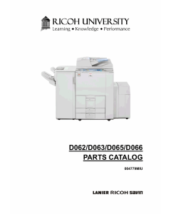 RICOH Aficio MP-6001 7001 8001 9001 D062 D063 D065 D066 Parts Catalog