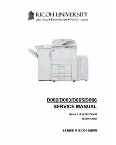 RICOH Aficio MP-6001 7001 8001 9001 D062 D063 D065 D066 Service Manual