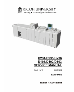 RICOH Aficio MP-9000 1110 1350 906EX 1106EX 1356EX B234 B235 B236 D101 D102 D103 Service Manual
