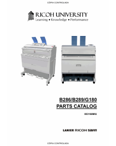 RICOH Aficio MP-W2400 W3600 SP-W2470 B286 B289 G180 Parts Catalog