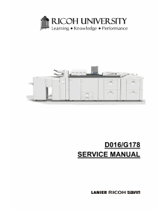 RICOH Aficio Pro-C900 C900s D016 G178 Parts Service Manual