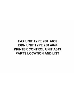 RICOH Options A639 FAX-UNIT-TYPE-200 Parts Catalog PDF download