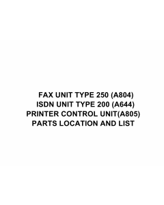 RICOH Options A804 FAX-UNIT-TYPE-250 Parts Catalog PDF download