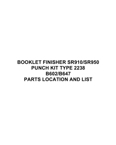 RICOH Options B602 B647 BOOKLET-FINISHER-SR910-SR950 Parts Catalog PDF download
