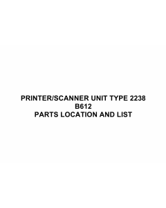 RICOH Options B612 SCANNER-UNIT-TYPE-2238 Parts Catalog PDF download