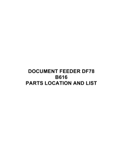 RICOH Options B616 DOCUMENT-FEEDER-DF78 Parts Catalog PDF download