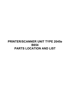 RICOH Options B654 SCANNER-UNIT-TYPE 2045e Parts Catalog PDF download