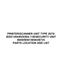 RICOH Options B659 B581 B582 B735 SCANNER-UNIT-TYPE-2075 Parts Catalog PDF download