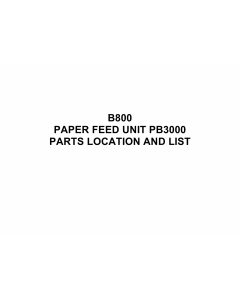 RICOH Options B800 PAPER-FEED-UNIT-PB3000 Parts Catalog PDF download