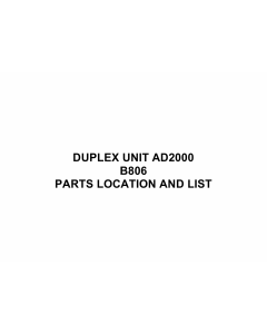 RICOH Options B806 DUPLEX-UNIT-AD2000 Parts Catalog PDF download