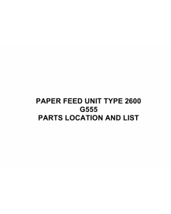 RICOH Options G555 PAPER-FEED-UNIT-TYPE-2600 Parts Catalog PDF download