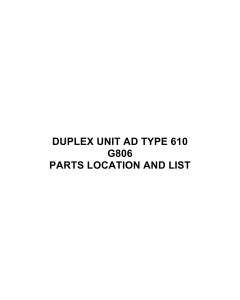 RICOH Options G806 DUPLEX-UNIT-AD-TYPE-610 Parts Catalog PDF download