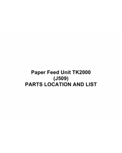 RICOH Options J509 Paper-Feed-Unit-TK2000 Parts Catalog PDF download