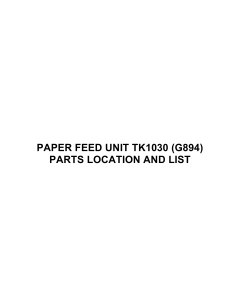 RICOH Options SR90a G894 PAPER-FEED-UNIT-TK1030 Parts Catalog PDF download