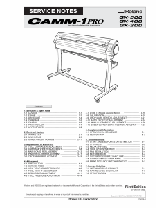 Roland CAMM-1-Pro GX 500 400 300 Service Notes Manual