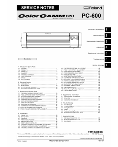 Roland ColorCAMM-Pro PC 600 Service Notes Manual
