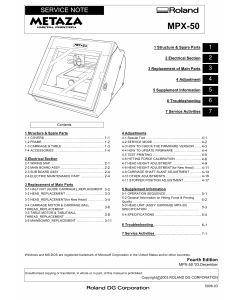 Roland METAZA MPX 50 Service Notes Manual