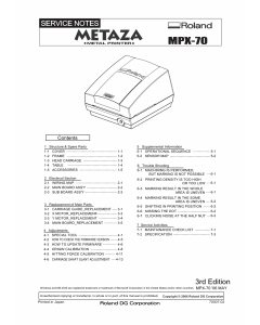 Roland METAZA MPX 70 Service Notes Manual