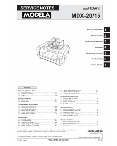 Roland MODELA MDX-15 MDX-20 Service Notes Manual