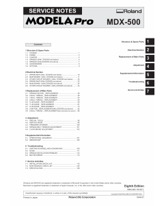 Roland MODELA MDX500 Service Notes Manual
