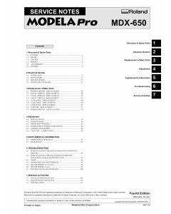 Roland MODELA MDX650 Service Notes Manual