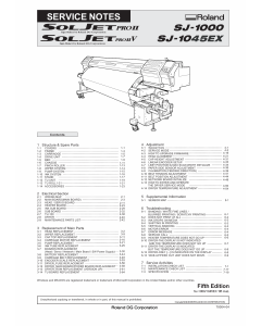 Roland SOLJET-Pro2V SJ 1045 1000 Service Notes Manual