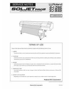 Roland SOLJET-Pro3 XJ 740 640 540 Service Notes Manual