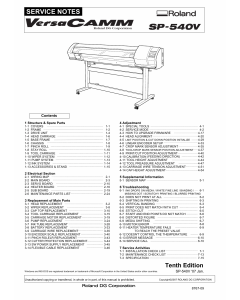 Roland VersaCAMM SP 540V Service Notes Manual