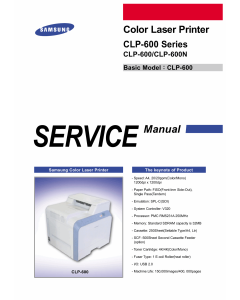 Samsung Color-Laser-Printer CLP-600 600N Parts and Service Manual