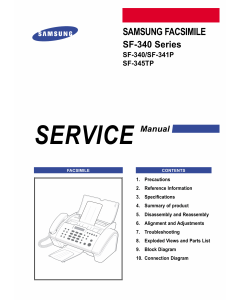 Samsung FACXIMILE SF-340 341P 345TP Parts Manual