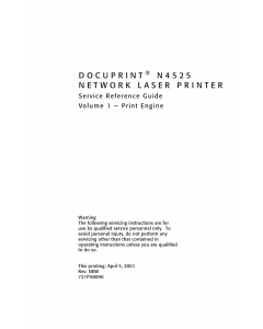 Xerox DocuPrint N4525 Parts List and Service Manual