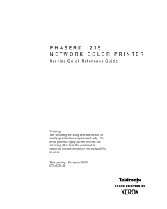Xerox Phaser 1235 Parts List and Service Quick Reference Guide