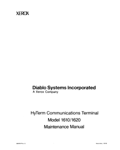Xerox Printer Diablo-1610 1620 Maintenance Service Manual