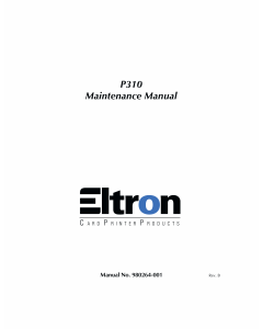 Zebra Eltron P310 Maintenance Service Manual