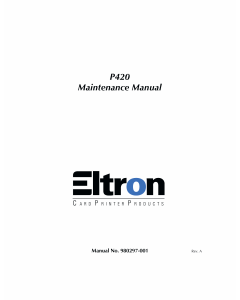 Zebra Eltron P420 Maintenance Service Manual