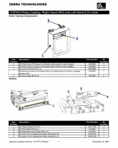 Zebra Label 110PAX3 Parts Catalog