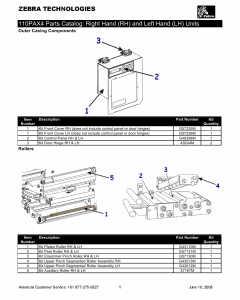 Zebra Label 110PAX4 Parts Catalog