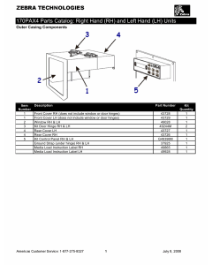 Zebra Label 170PAX4 Parts Catalog