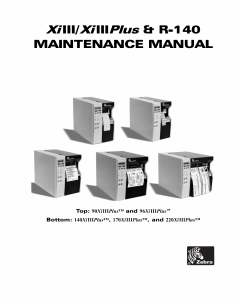 Zebra Label 90 96 140 170 220 XiIIIplus Maintenance Service Manual