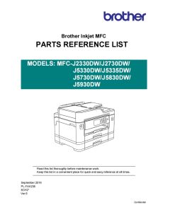 Brother Inkjet-MFC J2330DW J2730DW J5330DW J5335DW J5730DW J5830DW J5930DW Part List Manual