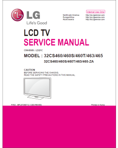 LG LCD TV 32CS460 32CS460S 32CS460T 32CS463 32CS465 Service Manual