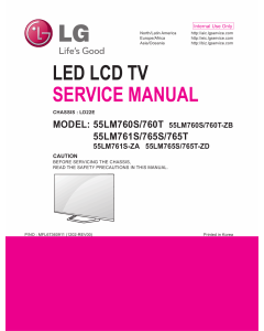 LG LCD TV 55LM760S 55LM760T 55LM761S 55LM761T 55LM765S 55LM765T Service Manual 