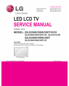 LG LED TV 22LS3500 22LS350S 22LS350T 22LS3510 22LS3590 22LS359S 22LS359T Service Manual