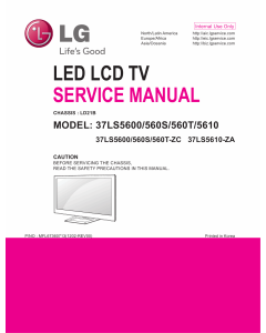 LG LED TV 37LS5600 37LS560S 37LS560T 37LS5610 Service Manual 
