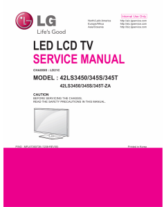 LG LED TV 42LS3450 42LS345S 42LS345T Service Manual 