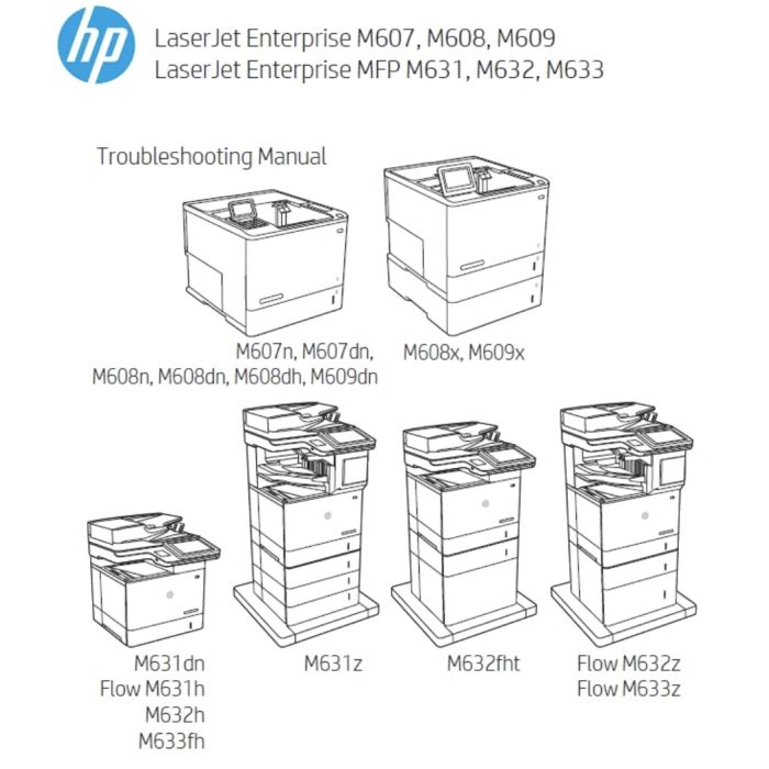 HP LaserJet Enterprise M607 M608 M609 MFP M631 M632 M633 Troubleshooting Manual.