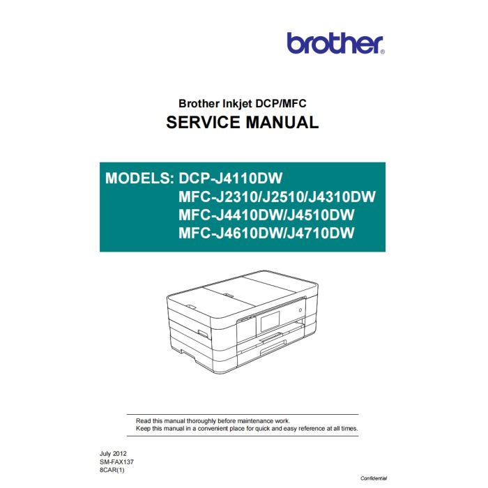 Brother Inkjet-MFC J2310DW J4310DW J4410DW J4510DW J4610DW J4710DW Inkjet-DCP J4110DW Service Manual