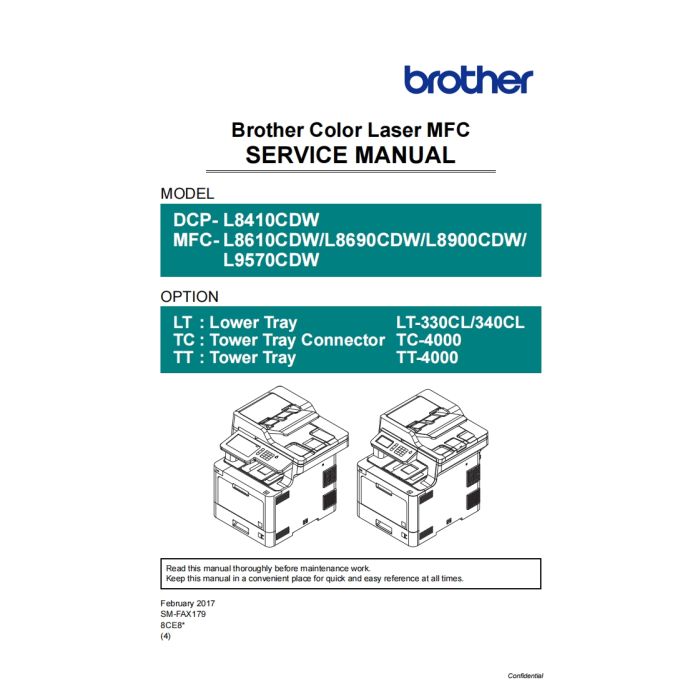 Brother Color-Laser-MFC L8610CDW L8690CDW L8900CDW L9570CDW DCP-L8410CDW Service Manual