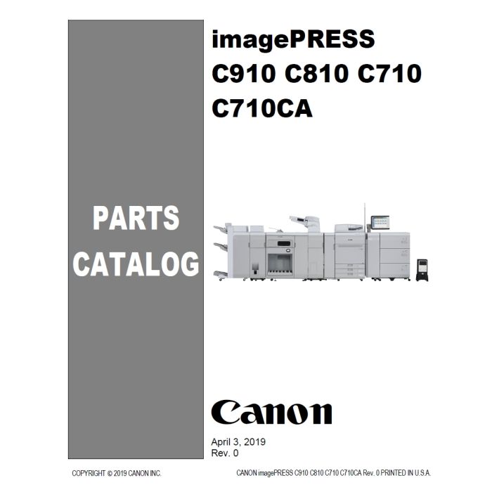 Canon imagePRESS C910 C810 C710 C710CA Service and Parts Manual