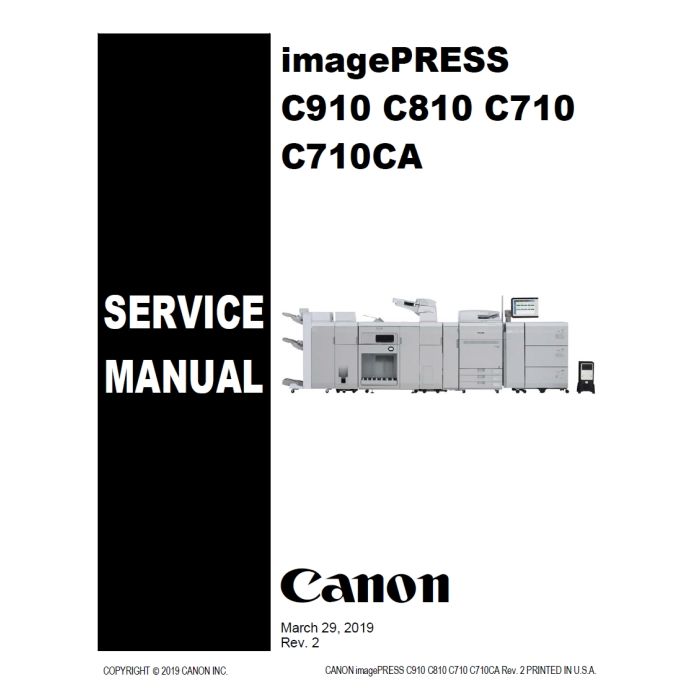 Canon imagePRESS C910 C810 C710 C710CA Service and Parts Manual